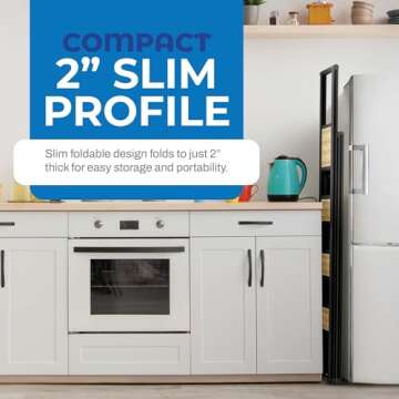 Step Ladder 4 Step Folding, Decorative - Beautiful Bamboo & Black Aluminum, Ultra Slim Profile, Anti Slip Steps, Sturdy-Portable for Home, Office, Kitchen, Photography Use,by SORFEY