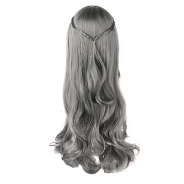 MapofBeauty 70 cm/28 Inch Carve Bangs Beautiful Long Curly Wavy Hair Cosplay Wig (Granny Gray)