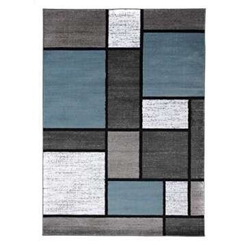 Rugshop Contemporary Modern Boxes for Home Office,Living Room,Bedroom,Kitchen Non Shedding Area Rug ...