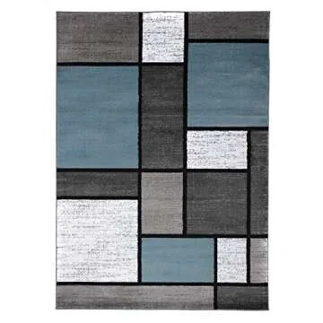 Rugshop Contemporary Modern Boxes for Home Office,Living Room,Bedroom,Kitchen Non Shedding Area Rug ...