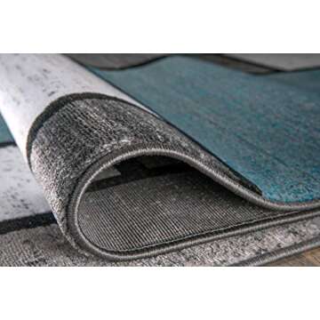 Rugshop Contemporary Modern Boxes for Home Office,Living Room,Bedroom,Kitchen Non Shedding Area Rug 3'3" x 5' Blue/Gray