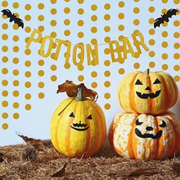 Gold Glitter Potion Bar Banner Halloween Hocus Pocus Banner, Halloween Potion Bar Decorations Potion Bar Sign Halloween Hocus Pocus Decorations