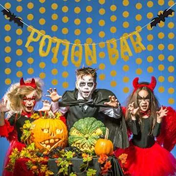 Gold Glitter Potion Bar Banner Halloween Hocus Pocus Banner, Halloween Potion Bar Decorations Potion Bar Sign Halloween Hocus Pocus Decorations