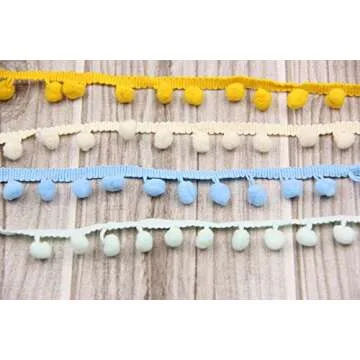 Yalulu 10Yards Pom Pom Trim Ball Fringe Ribbon DIY Sewing Accessory Lace for Home Party Decoration (Yellow)