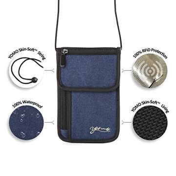 Passport Holder- by YOMO. RFID Safe. The Classic Neck Travel Wallet