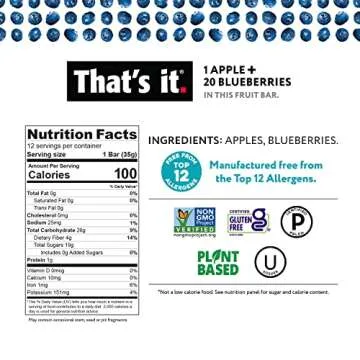 That's it. Variety Pack 100% Natural Real Fruit Bar, Best High Fiber Vegan, Gluten Free Healthy Snack, Paleo for Children & Adults, Non GMO No Added Sugar, No Preservatives Energy Food (12 Pack)
