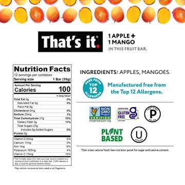 That's it. Variety Pack 100% Natural Real Fruit Bar, Best High Fiber Vegan, Gluten Free Healthy Snack, Paleo for Children & Adults, Non GMO No Added Sugar, No Preservatives Energy Food (12 Pack)
