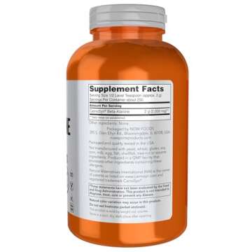 NOW Foods Sports Nutrition Beta-Alanine Pure Powder 2,000 mg 500 Grams