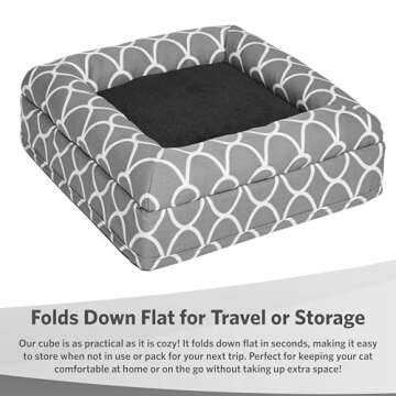 MidWest Homes for Pets Cat Cube Cozy Cat House / Cat Condo in Fashionable Gray Geo Print 15.5L x 15.5W x 16.5H Inches