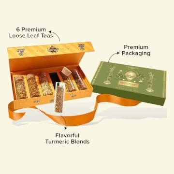 VAHDAM, Limited Edition - Turmeric Herbal Wellness Tea Gift Set - 6 Oprah's Favourite Turmeric Herbal Blends in Gift Box | Gluten Free, Non GMO |