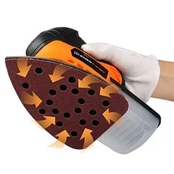 Enertwist Detail Sander, 13000OPM Lightweight Small Sander with Dust Box for Tight Corner and Small Hard-to-reach Areas Wood Sanding
