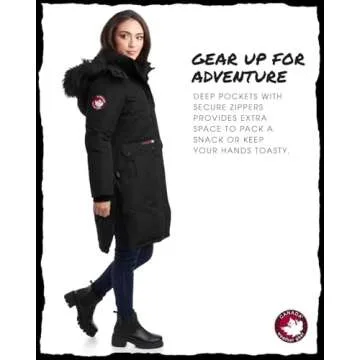 CANADA WEATHER GEAR Women's Winter Coat - Women's Parka and Long Winter Jackets for Women with Removable Faux-Fur Hood (S-3X), Size Medium, Black/Black