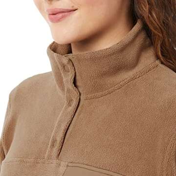 32 Degrees Heat Womens Midweight Snap Arctic Fleece Pullover (as1, alpha, xx_l, regular, regular, Wood Smoke)