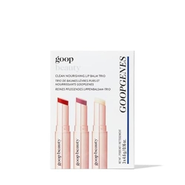 goop Beauty Lip Balm Trio | Moisturizing & Hydrating Lip Balm for Chapped, Cracked & Dry Lips | Clear, Peony, and Tomato | Lip Tint with Nourishing Formula | Petroleum & Paraben Free | 0.16 oz Each