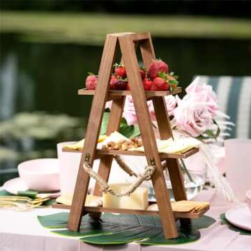 Tnstbiee 3 Tier Cupcake Stand - Rustic Wooden Display