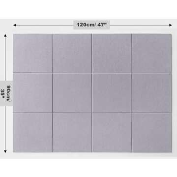 Large Cork Board Alternative - 12 Pack Felt Wall Tiles with Removable Adhesive