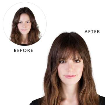 SHEDOWIG Wispy Clip on Bangs 100% Human Hair Extensions Curved Fringe Hairpiece for Women's Daily Wear Natural Brown(100% Human Hair)