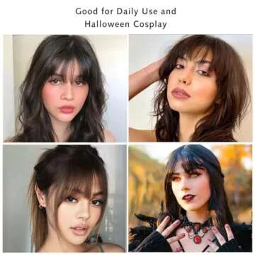 SHEDOWIG Wispy Clip on Bangs 100% Human Hair Extensions Curved Fringe Hairpiece for Women's Daily Wear Natural Brown(100% Human Hair)