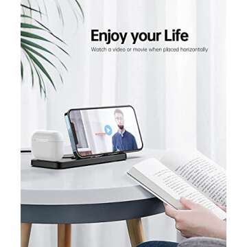 LERCIOR Portable 3 in 1 Charging Station for Apple Devices Foldable for Apple Watch 7/6/SE/5/4/3/2/1 for iPhone AirPods Pro3/2/1 Charging Stand Black