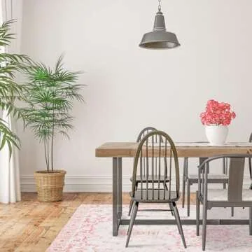 Sofrug Area Rug 8x10 - Vintage Floral Honeycomb Non Slip Backing Carpet - Pink Softer Thicker Faux Wool Rug - Foldable & Machine Washable Rugs for Living Room Bedroom Dining Room Home Office