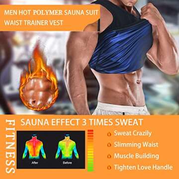 Sauna Suit for Men Workout Vest Sweat Enhancing Tank Top Premium Slimming Shapewear Waist Trainer Heat Trapping Fitting Weight Loss Shirt,Black,L/XL