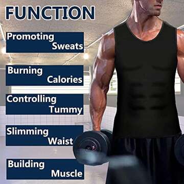 Sauna Suit for Men Workout Vest Sweat Enhancing Tank Top Premium Slimming Shapewear Waist Trainer Heat Trapping Fitting Weight Loss Shirt,Black,L/XL