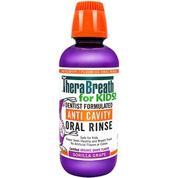 TheraBreath Kids Anti-Cavity Mouthwash Grape Flavor 16 Oz