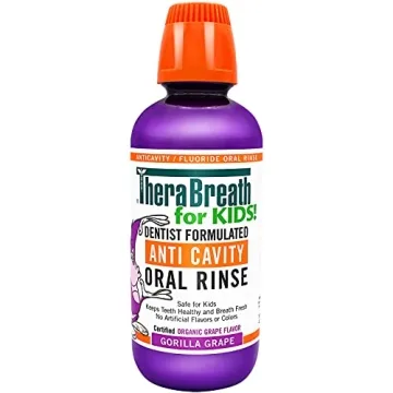 TheraBreath Kids Anti-Cavity Mouthwash Grape Flavor 16 Oz