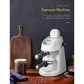 Yabano Espresso Machine, 3.5Bar Espresso Coffee Maker, Espresso and Cappuccino Machine with Milk Frother, Espresso Maker with Steamer(White)