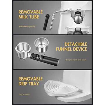 Yabano Espresso Machine, 3.5Bar Espresso Coffee Maker, Espresso and Cappuccino Machine with Milk Frother, Espresso Maker with Steamer(White)