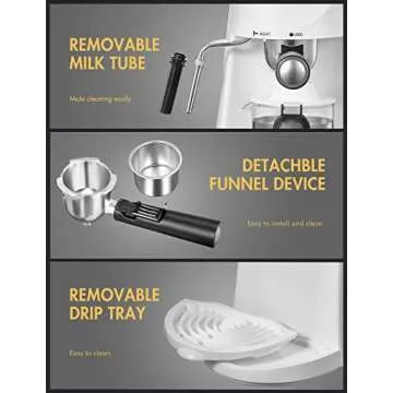 Yabano Espresso Machine, 3.5Bar Espresso Coffee Maker, Espresso and Cappuccino Machine with Milk Frother, Espresso Maker with Steamer(White)