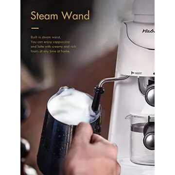 Yabano Espresso Machine, 3.5Bar Espresso Coffee Maker, Espresso and Cappuccino Machine with Milk Frother, Espresso Maker with Steamer(White)