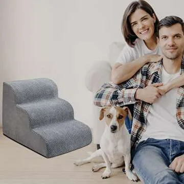 Chic Threads Dog Stairs for Small Dogs, 3-Step Dog Stairs for High Beds and Couch, Pet Steps for Small Dogs and Cats，Non-Slip Stable Indoor Dog Steps