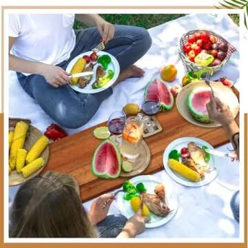 FoldTier Large Acacia Charcuterie Board with Handles, 33 x 12 Inch Foldable Travel Serving Cheese Boards Wood Extra Long Rectangular Charcuterie Platter for Party Food Appetizers Housewarming Gift