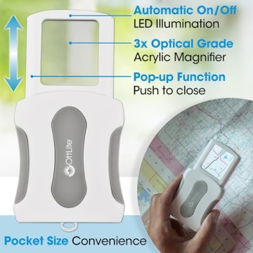 OttLite Pop-Up LED Magnifier – Portable 3X LED Magnifying Glass