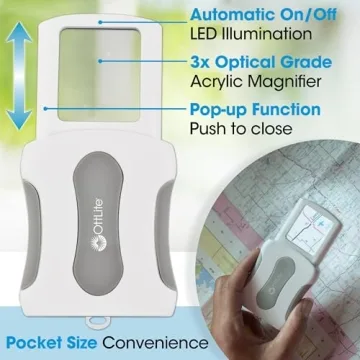 OttLite Pop-Up LED Magnifier – Portable 3X LED Magnifying Glass