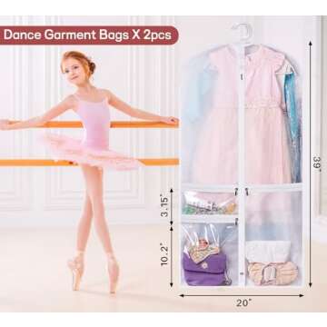 Kimbora Costume Garment Bag for Dance & Travel - Set of 2