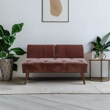 Furniliving 44 Inch Tufted Bench, Leather Footrest Bedroom Bench Seat, Upholstered Leather Indoor Bench Beathable Fabrics Ottoman Bench with X-Shaped Wood Legs for Kitchen, Solid Wood Indoor Bench