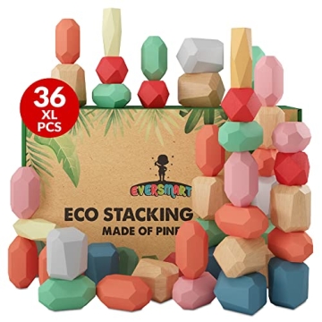 EVERSMART 36 Pcs Wooden Stacking Blocks for Kids