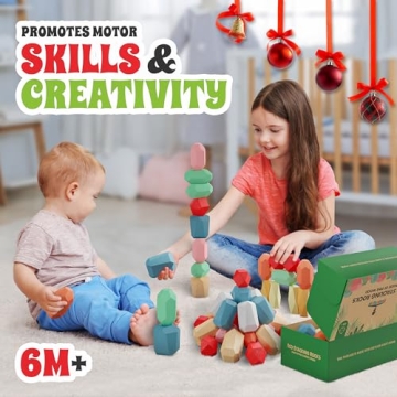 EVERSMART 36 Pcs Wooden Stacking Blocks for Kids