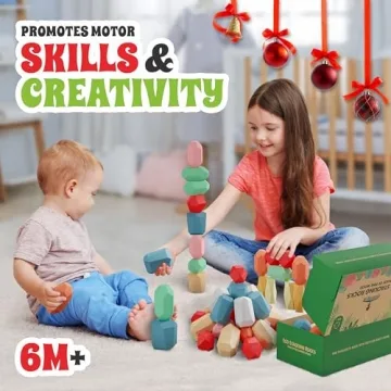 EVERSMART 36 Pcs Wooden Stacking Blocks for Kids