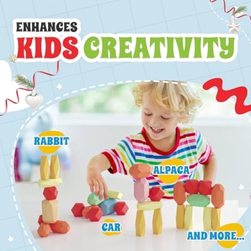 EVERSMART 36 Pcs Wooden Stacking Blocks for Kids