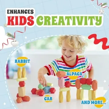 EVERSMART 36 Pcs Wooden Stacking Blocks for Kids