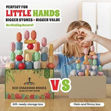 EVERSMART 36 Pcs Wooden Stacking Blocks for Kids