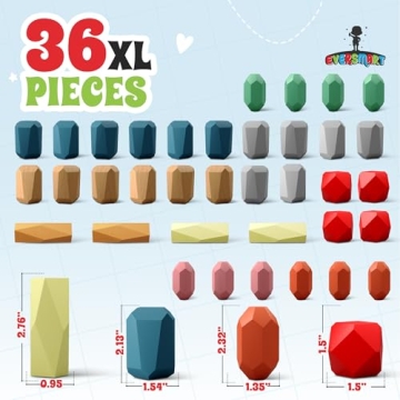 EVERSMART 36 Pcs Wooden Stacking Blocks for Kids