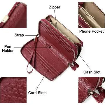 SENDEFN Women's Leather RFID Wallet and Phone Holder