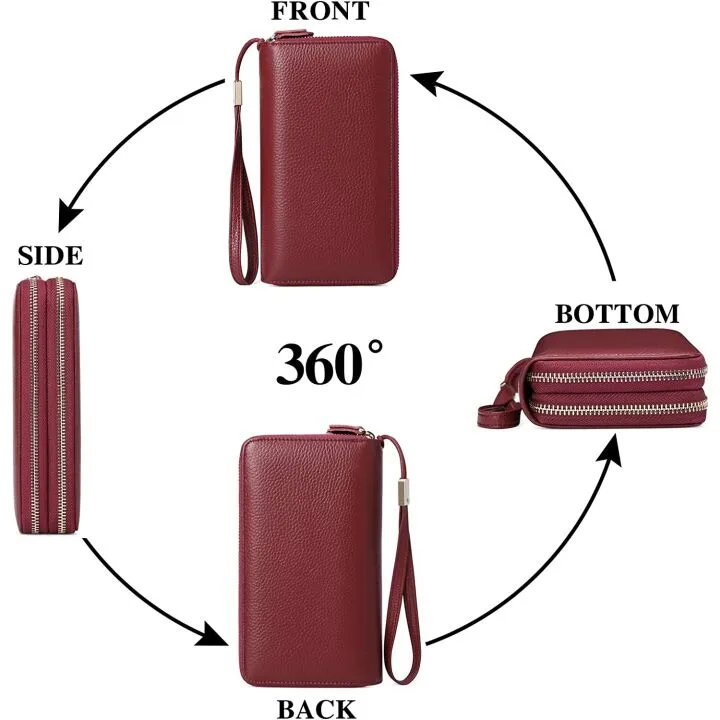 SENDEFN Women's Leather RFID Wallet and Phone Holder