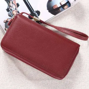 SENDEFN Women's Leather RFID Wallet and Phone Holder