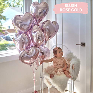 Pink Heart Balloons - Elegant Rose Gold Party Decor