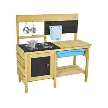 TP Toys, Deluxe Wooden Mud Kitchen for Boys and Girls Ages 3-8 | Kids Outdoor Kitchen Playset with S...